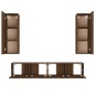 Set Mobili Porta TV 4 pz Rovere Marrone in Legno Multistrato Set Mobili Porta TV 4 pz Rovere Marrone in Legno Multistrato