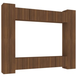 Set Mobili Porta TV 8pz Rovere Marrone in Legno Multistrato