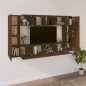 Set Mobili Porta TV 8pz Rovere Marrone in Legno Multistrato Set Mobili Porta TV 8pz Rovere Marrone in Legno Multistrato