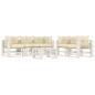 vidaXL Set Salotto da Giardino Pallet 6 pz con Cuscini Crema in Legno vidaXL Set Salotto da Giardino Pallet 6 pz con Cuscini Crema in Legno