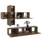 Set Mobili Porta TV 7 pz Rovere Marrone in Legno Multistrato Set Mobili Porta TV 7 pz Rovere Marrone in Legno Multistrato