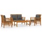 vidaXL Set Divani da Giardino 4pz con Cuscini in Legno Massello Acacia vidaXL Set Divani da Giardino 4pz con Cuscini in Legno Massello Acacia