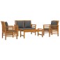 vidaXL Set Divani da Giardino 4pz con Cuscini in Legno Massello Acacia vidaXL Set Divani da Giardino 4pz con Cuscini in Legno Massello Acacia