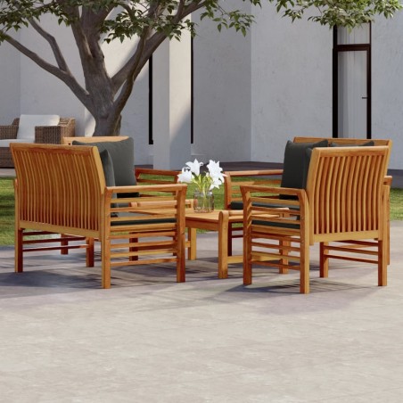 vidaXL Set Divani da Giardino 5pz con Cuscini in Legno Massello Acacia