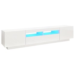 vidaXL Mobile Porta TV con Luci LED Bianco Lucido 200x35x40 cm