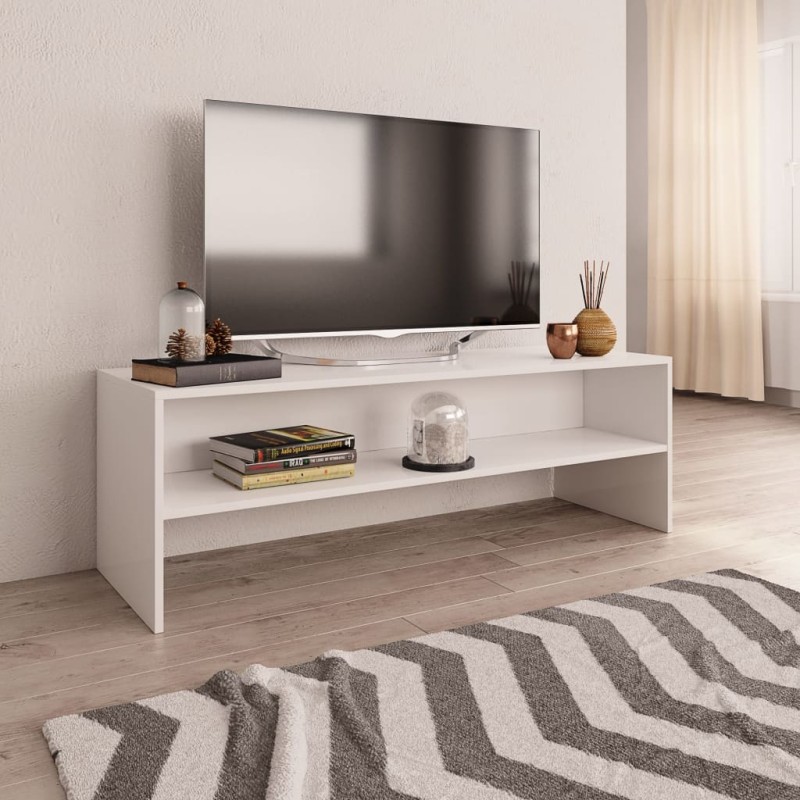 Mobile Porta TV Bianco 120x40x40 cm in Legno Multistrato Mobile Porta TV Bianco 120x40x40 cm in Legno Multistrato