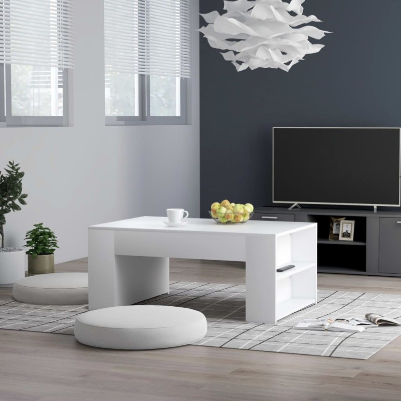 Tavolino da Salotto Bianco 100x60x42 cm in Legno Multistrato Tavolino da Salotto Bianco 100x60x42 cm in Legno Multistrato