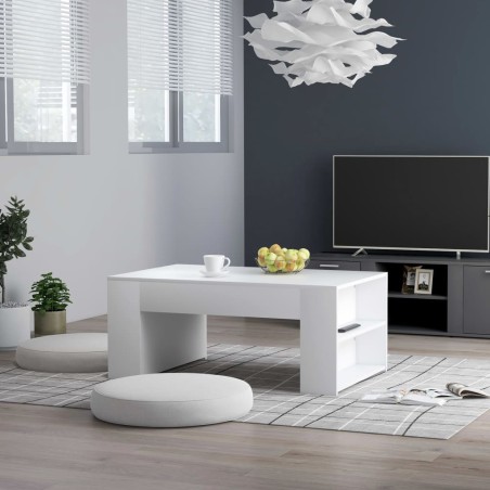 Tavolino da Salotto Bianco 100x60x42 cm in Legno Multistrato