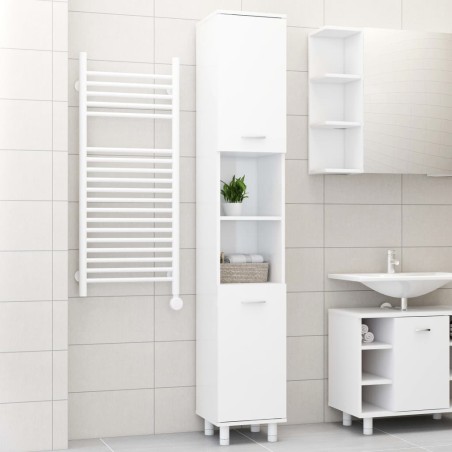 vidaXL Mobile da Bagno Bianco Lucido 30x30x179 cm in Legno Multistrato