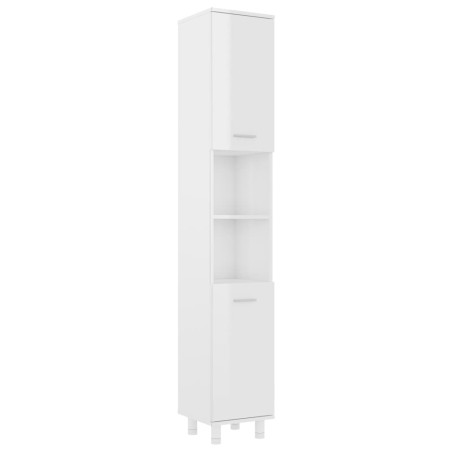 vidaXL Mobile da Bagno Bianco Lucido 30x30x179 cm in Legno Multistrato