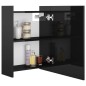Armadietto a Specchio Nero Lucido 62,5x20,5x64 cm Truciolato