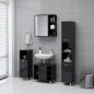 Armadietto a Specchio Nero Lucido 62,5x20,5x64 cm Truciolato