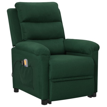 vidaXL Poltrona Alzapersona Massaggiante Verde Scuro Tessuto