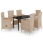 vidaXL Set Mobili da Pranzo per Giardino 7 pz con Cuscini Beige vidaXL Set Mobili da Pranzo per Giardino 7 pz con Cuscini Beige