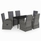 vidaXL Set Mobili da Pranzo da Giardino con Cuscini 7 pz Grigio vidaXL Set Mobili da Pranzo da Giardino con Cuscini 7 pz Grigio