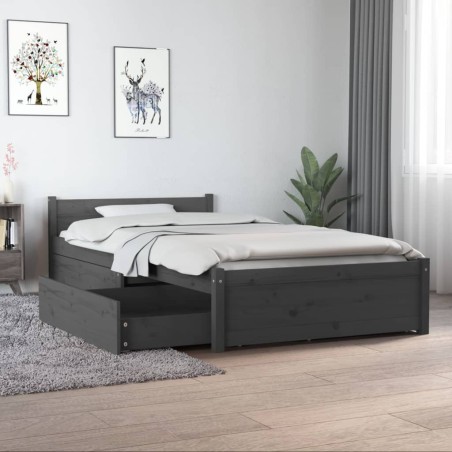 vidaXL Giroletto con Cassetti Grigio 90x190 cm 3FT Single