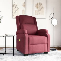 vidaXL Poltrona Alzapersona Massaggiante Rosso Vino Tessuto