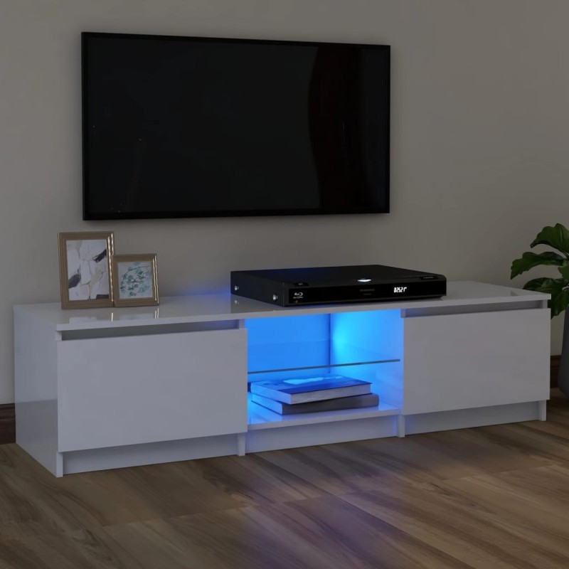vidaXL Mobile Porta TV con Luci LED Bianco Lucido 120x30x35,5 cm vidaXL Mobile Porta TV con Luci LED Bianco Lucido 120x30x35,5 cm