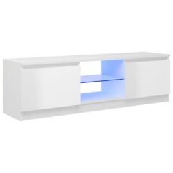 vidaXL Mobile Porta TV con Luci LED Bianco Lucido 120x30x35,5 cm