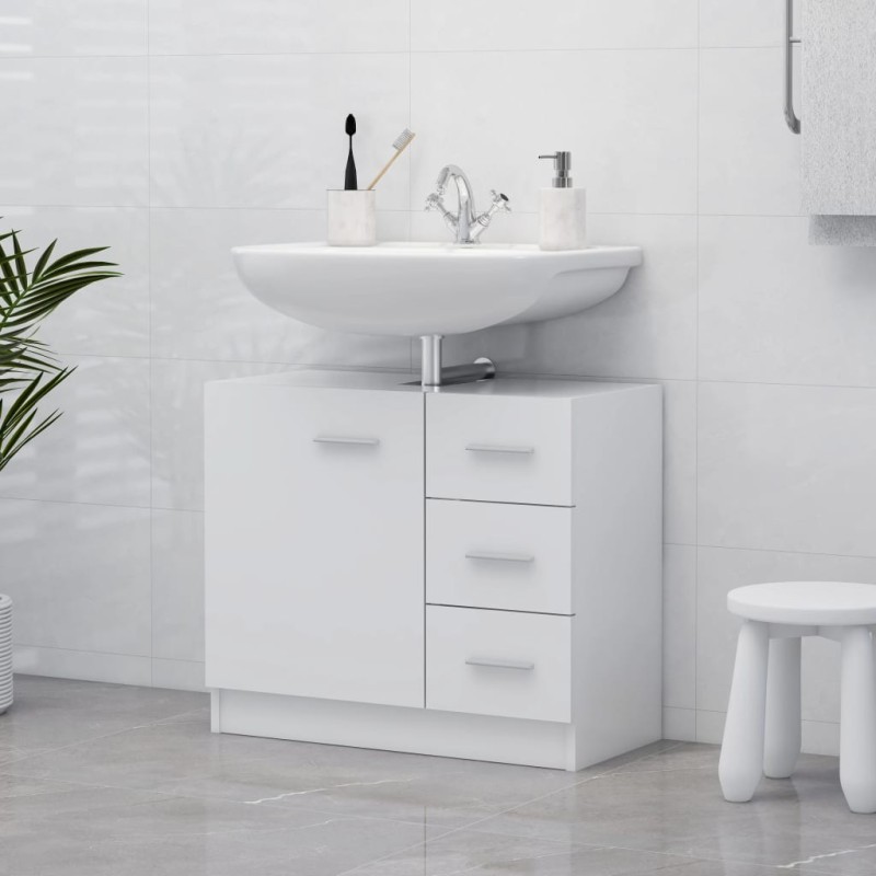 Mobile Sottolavabo Bianco 63x30x54 cm in Multistrato Mobile Sottolavabo Bianco 63x30x54 cm in Multistrato