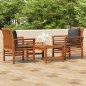 vidaXL Set Mobili da Giardino 3pz con Cuscini Legno Massello di Acacia