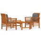vidaXL Set Mobili da Giardino 3pz con Cuscini Legno Massello di Acacia