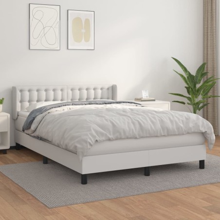 vidaXL Giroletto a Molle con Materasso Bianco 140x190 cm in Similpelle