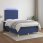 vidaXL Letto a Molle con Materasso e LED Blu 120x200cm in Tessuto vidaXL Letto a Molle con Materasso e LED Blu 120x200cm in Tessuto