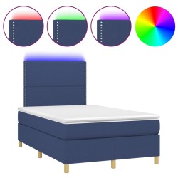 vidaXL Letto a Molle con Materasso e LED Blu 120x200cm in Tessuto
