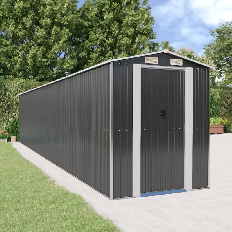 vidaXL Capanno da Giardino Antracite 192x1021x223cm in Acciaio Zincato vidaXL Capanno da Giardino Antracite 192x1021x223cm in Acciaio Zincato
