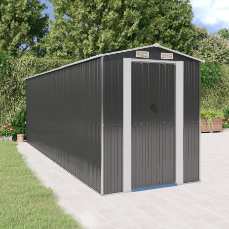 vidaXL Capanno da Giardino Antracite 192x606x223 cm in Acciaio Zincato	