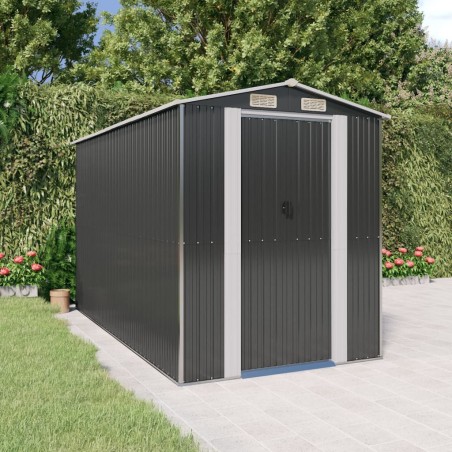 vidaXL Capanno da Giardino Antracite 192x357x223 cm in Acciaio Zincato	