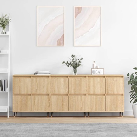 vidaXL Credenze 3 pz Rovere Sonoma in Legno Multistrato