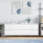 vidaXL Credenze 3 pz Bianco Lucido in Legno Multistrato vidaXL Credenze 3 pz Bianco Lucido in Legno Multistrato