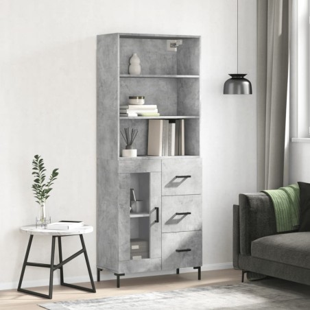 vidaXL Credenza Grigio Cemento 69,5x34x180 cm in Legno Multistrato