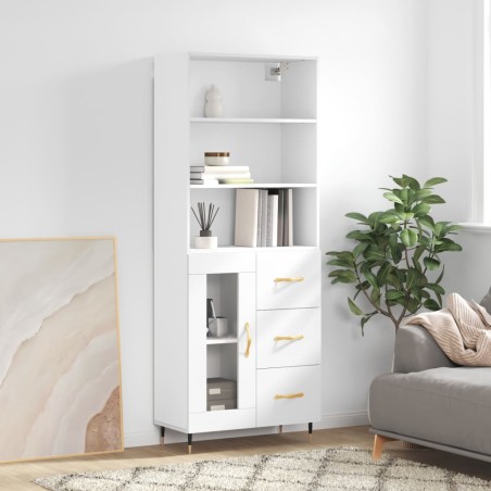 vidaXL Credenza Bianca 69,5x34x180 cm in Legno Multistrato