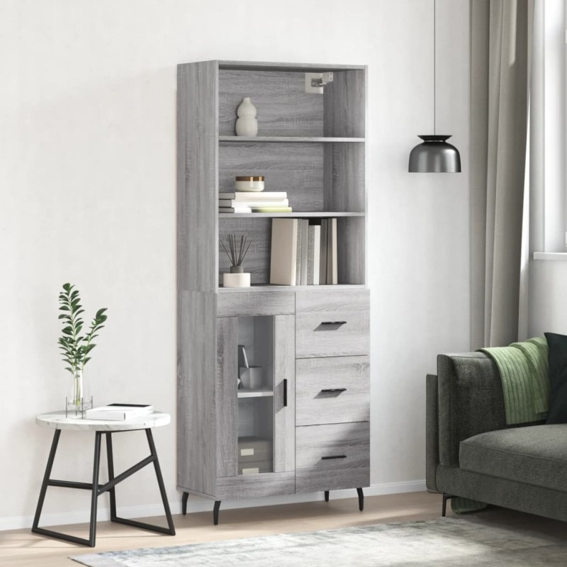 vidaXL Credenza Grigio Sonoma 69,5x34x180 cm in Legno Multistrato vidaXL Credenza Grigio Sonoma 69,5x34x180 cm in Legno Multistrato