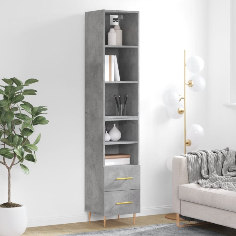 vidaXL Credenza Grigio Cemento 34,5x34x180 cm in Legno Multistrato vidaXL Credenza Grigio Cemento 34,5x34x180 cm in Legno Multistrato