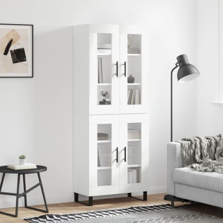 vidaXL Credenza Bianca 69,5x34x180 cm in Legno Multistrato