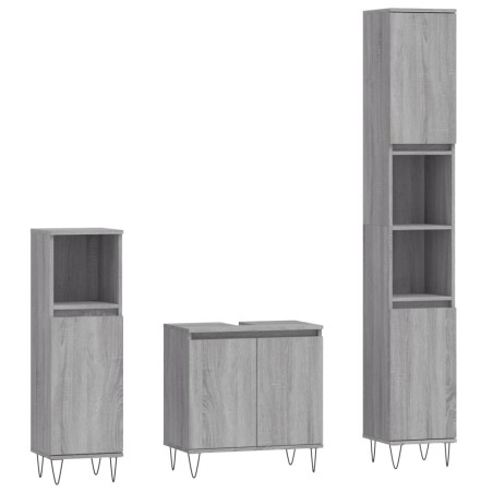 vidaXL Set Mobili da Bagno 3 pz Grigio Sonoma in Legno Multistrato