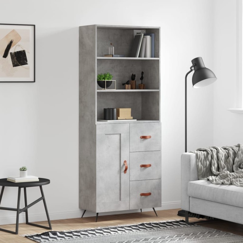 vidaXL Credenza Grigio Cemento 69,5x34x180 cm in Legno Multistrato vidaXL Credenza Grigio Cemento 69,5x34x180 cm in Legno Multistrato