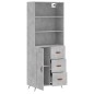 vidaXL Credenza Grigio Cemento 69,5x34x180 cm in Legno Multistrato vidaXL Credenza Grigio Cemento 69,5x34x180 cm in Legno Multistrato