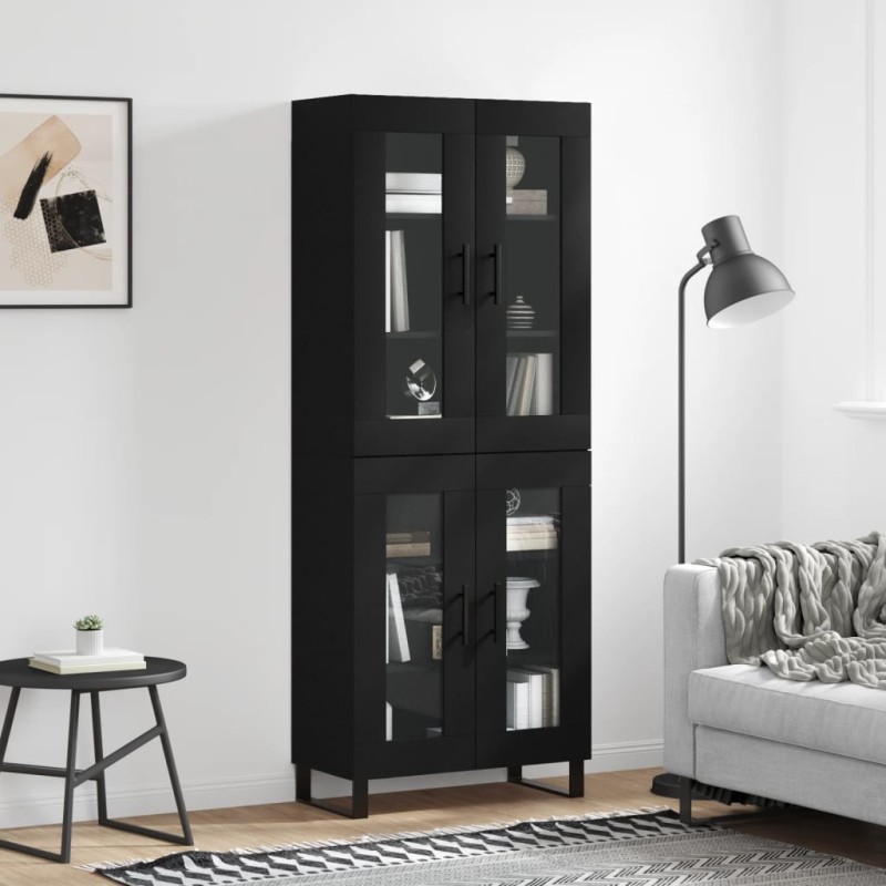 vidaXL Credenza Nera 69,5x34x180 cm in Legno Multistrato vidaXL Credenza Nera 69,5x34x180 cm in Legno Multistrato