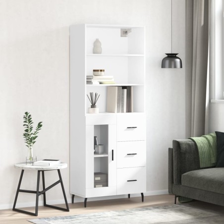 vidaXL Credenza Bianco Lucido 69,5x34x180 cm in Legno Multistrato