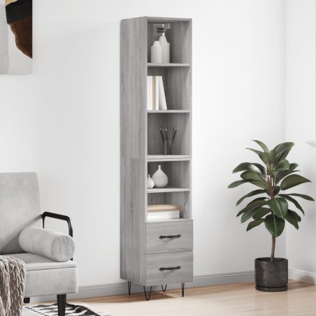 vidaXL Credenza Grigio Sonoma 34,5x34x180 cm in Legno Multistrato
