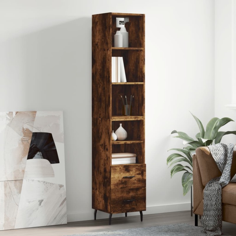 vidaXL Credenza Rovere Fumo 34,5x34x180 cm in Legno Multistrato vidaXL Credenza Rovere Fumo 34,5x34x180 cm in Legno Multistrato