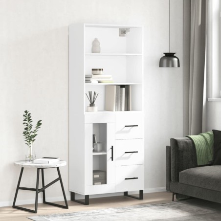 vidaXL Credenza Bianca 69,5x34x180 cm in Legno Multistrato