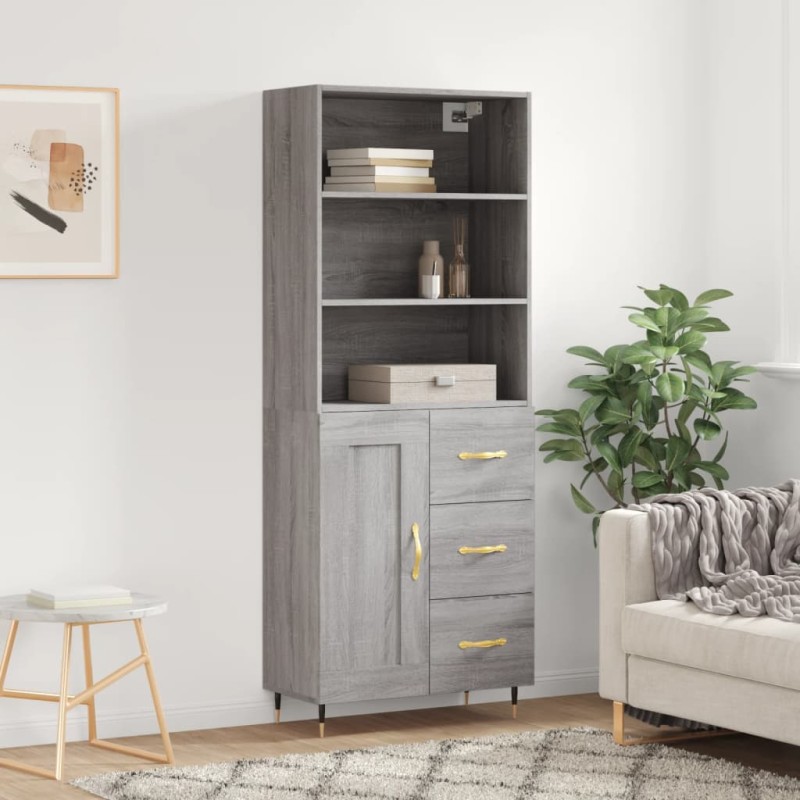 vidaXL Credenza Grigio Sonoma 69,5x34x180 cm in Legno Multistrato vidaXL Credenza Grigio Sonoma 69,5x34x180 cm in Legno Multistrato
