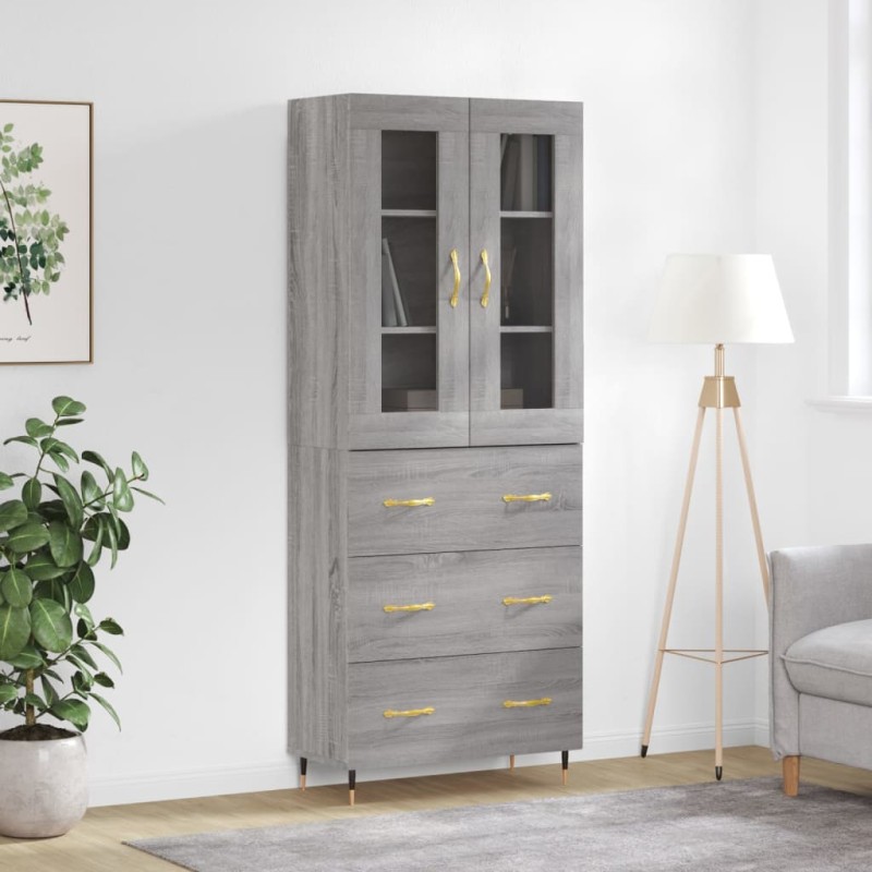 vidaXL Credenza Grigio Sonoma 69,5x34x180 cm in Legno Multistrato vidaXL Credenza Grigio Sonoma 69,5x34x180 cm in Legno Multistrato