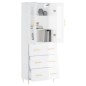 vidaXL Credenza Bianco Lucido 69,5x34x180 cm in Legno Multistrato